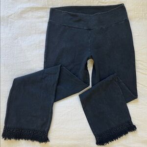 CHATOYANT YOGA PANTS STRAIGHT COTTON MINERAL WASH PULL ON SOFT L NAVY C-030374